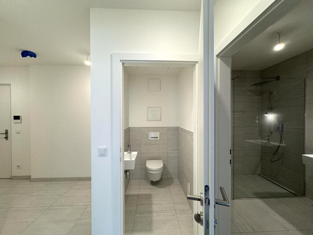 Vorraum, Blick ins Gäste-WC und Badezimmer