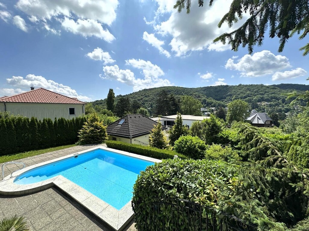 Abgang von der Terrasse Wohnebene zum Outdoor-Pool